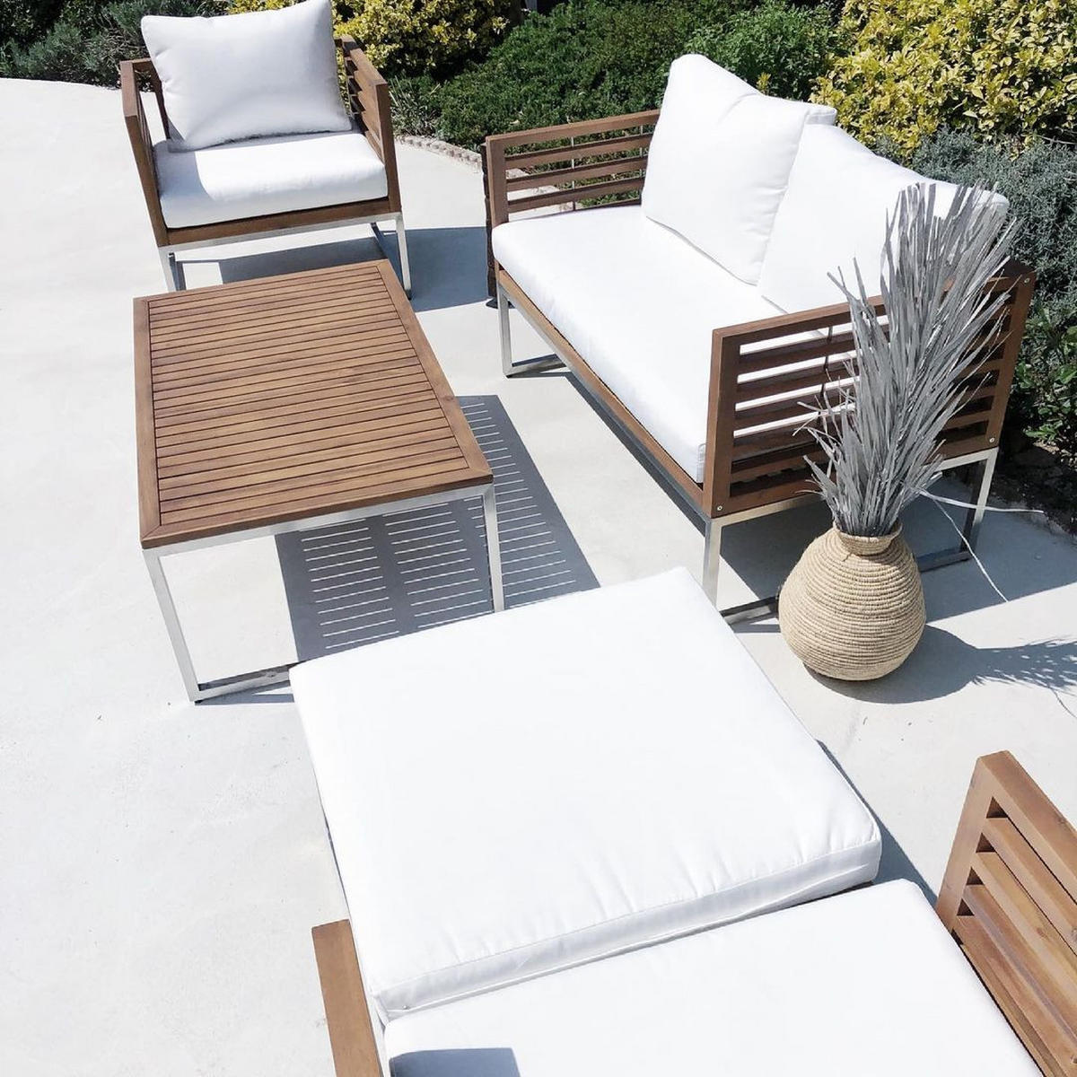 LOUNGE SADA 4-místná Akáciové dřevo Světle hnědá Bermuda - světle hnědá, dřevo - Beliani
