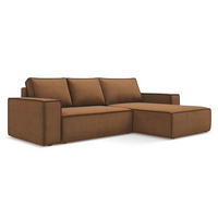 ECKSOFA mit Schlaffunktion Strukturstoff Stoff Orange - Terra cotta/Schwarz, Kunststoff/Textil (290/185cm) - Makamii