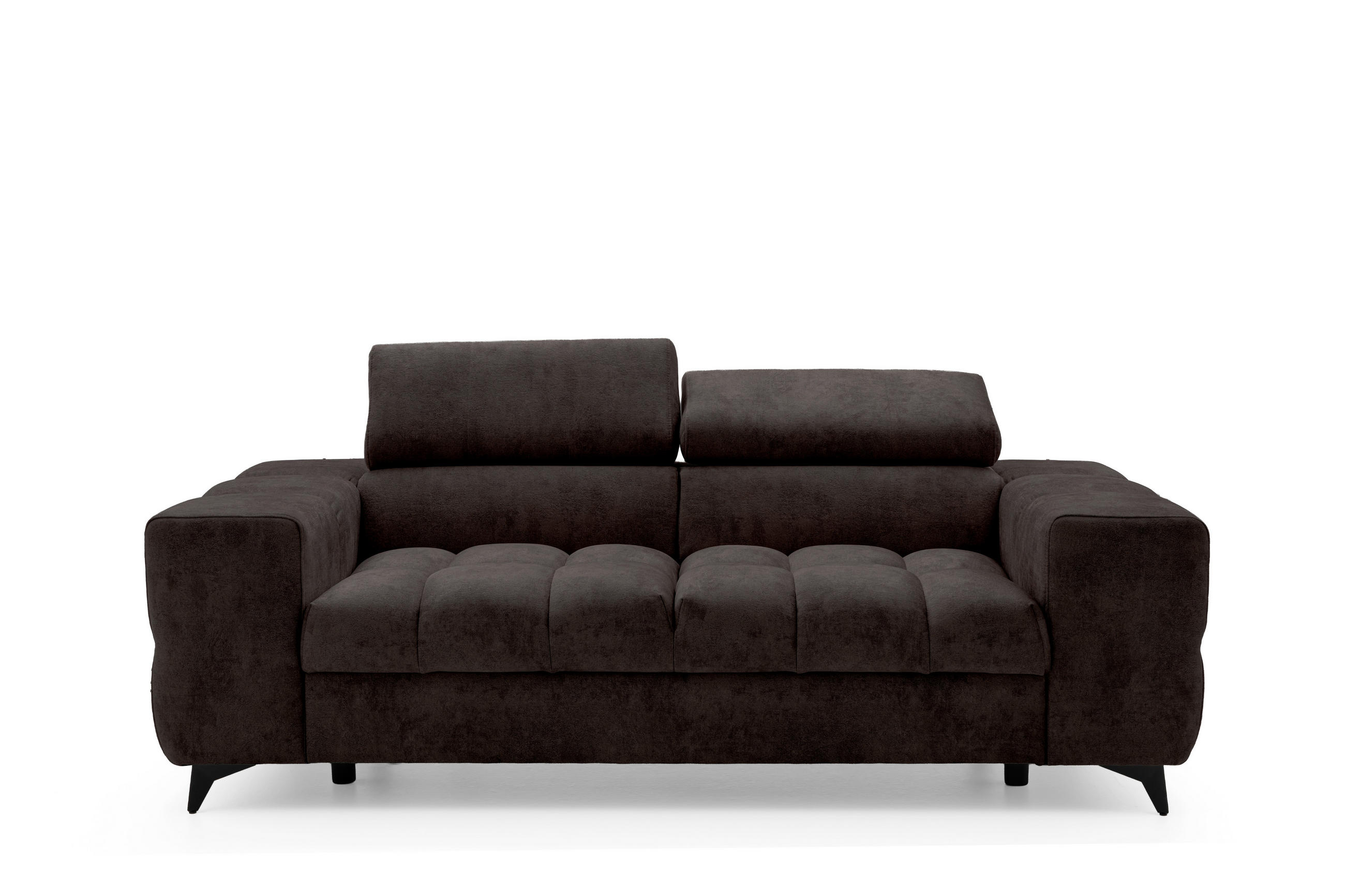 2-SITZER-SOFA PUDDING 209 cm Velours Dunkelbraun - Dunkelbraun/Schwarz, Holz/Textil (209/93/100cm) - Muffo