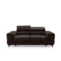 2-SITZER-SOFA PUDDING 209 cm Velours Dunkelbraun - Dunkelbraun/Schwarz, Holz/Textil (209/93/100cm) - Muffo