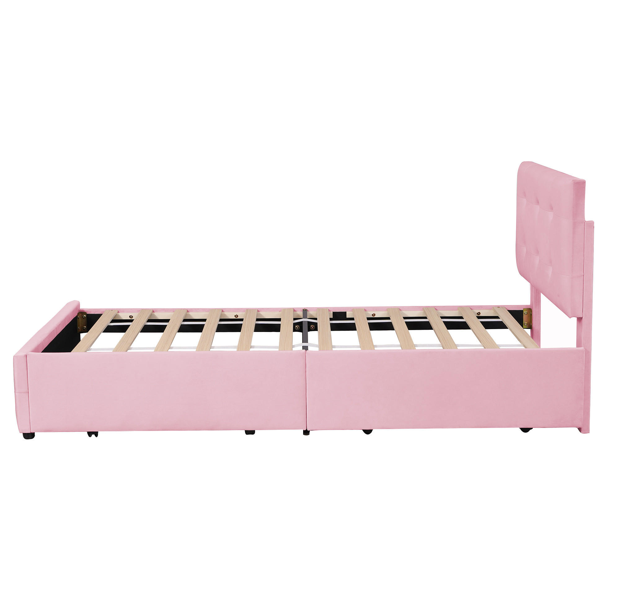 KINDERBETT Polsterbett 90/200 cm aus Samt mit Lattenrost und Schublade Rosa - Pink, Textil (90/200cm) - Modenvie
