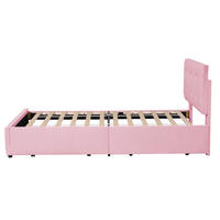KINDERBETT Polsterbett 90/200 cm aus Samt mit Lattenrost und Schublade Rosa - Pink, Textil (90/200cm) - Modenvie