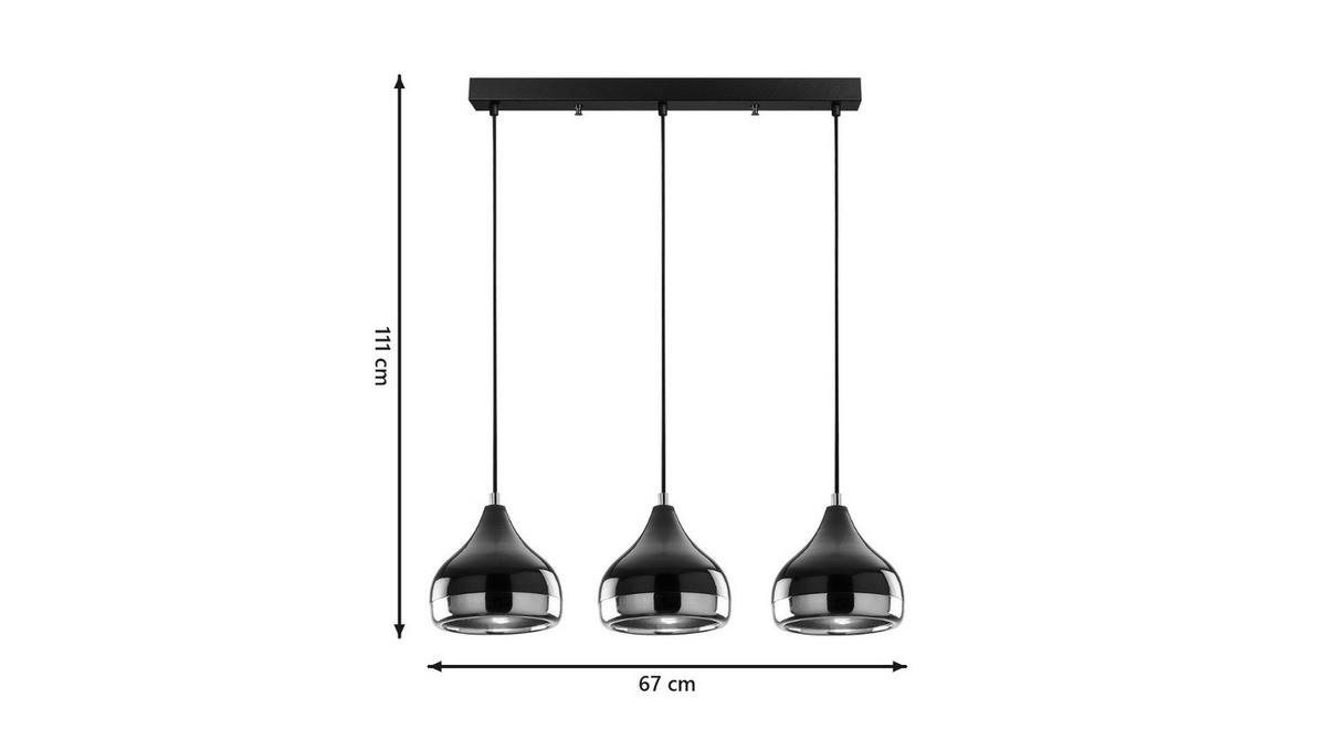HÄNGELAMPE ADIGE Schwarz Metall - Schwarz, Metall (17/67/111cm) - KAWOLA