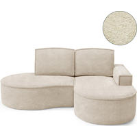 ECKSOFA MOLLY – Halbkreisförmig, Abriamo-Bouclé, Lose Kissen, Bouclé-Bezug, 210x157x88 cm, Rechts, Beige - Beige, Holz/Textil (210/157cm) - DomoHome
