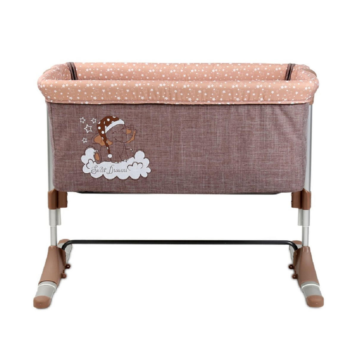 BEISTELLBETT Sleep n Care beige 85 x 50 cm, Matratze, Anti-Reflux, 6-fach verstellbar, Netzeinsatz - Beige, Metall (50/85cm) - Lorelli