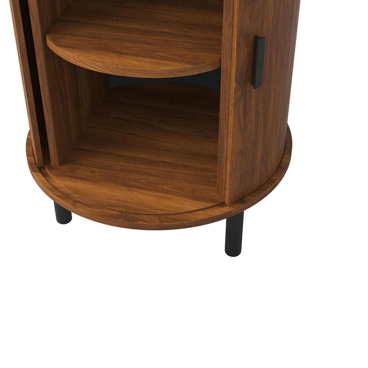 BEISTELLTISCH Rund Nussbaum Sideboard mit Schiebetür & Metallfüßen - Walnussfarben, Holzwerkstoff (48/48/65cm) - Urban Meuble