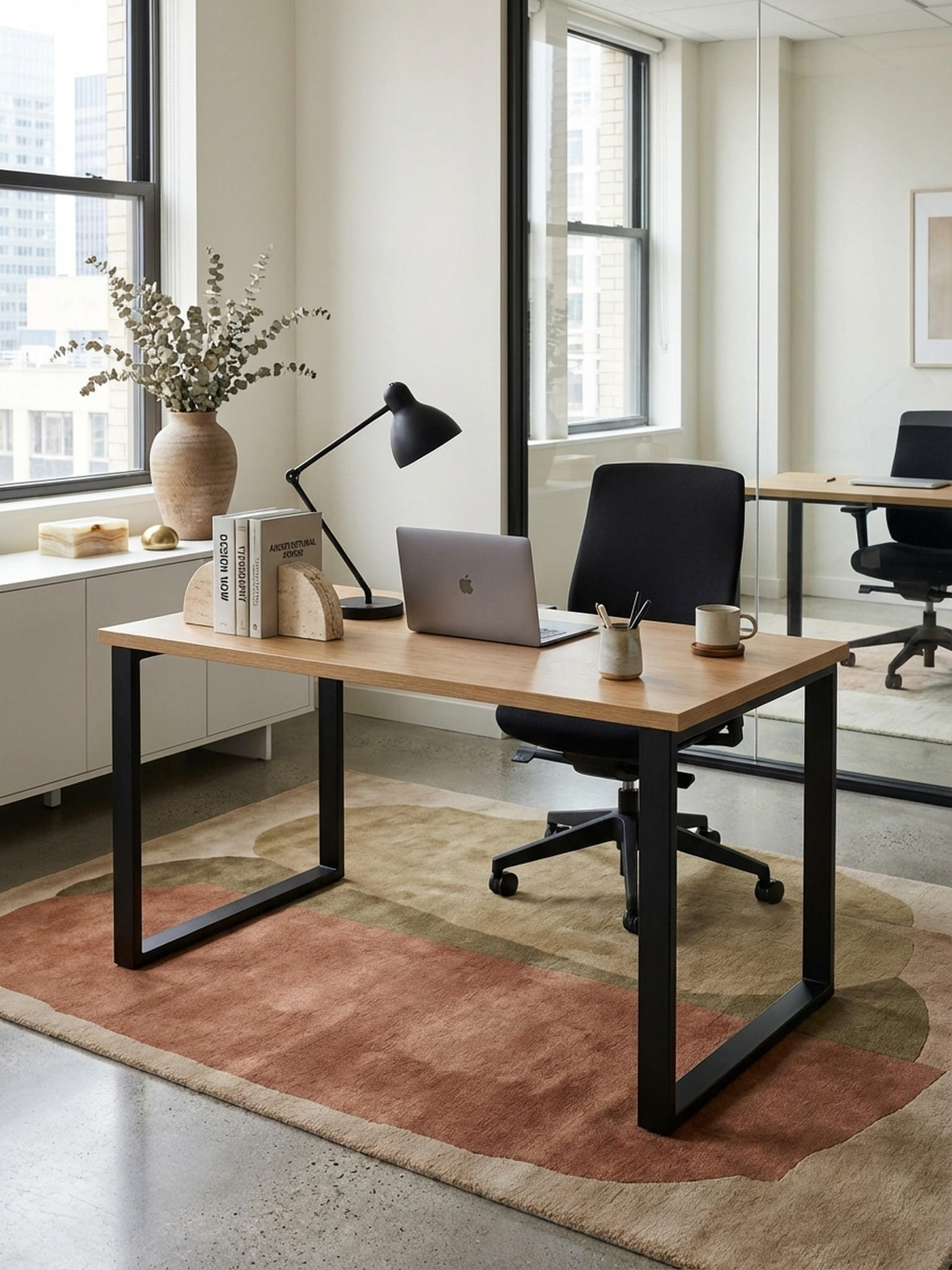 SCHREIBTISCH – Eiche-Dekor/Schwarz, 120x60x76 cm, Metallbeine, Homeoffice - Schwarz/Braun, Holzwerkstoff/Metall (120/60/76cm) - KADIMA DESIGN