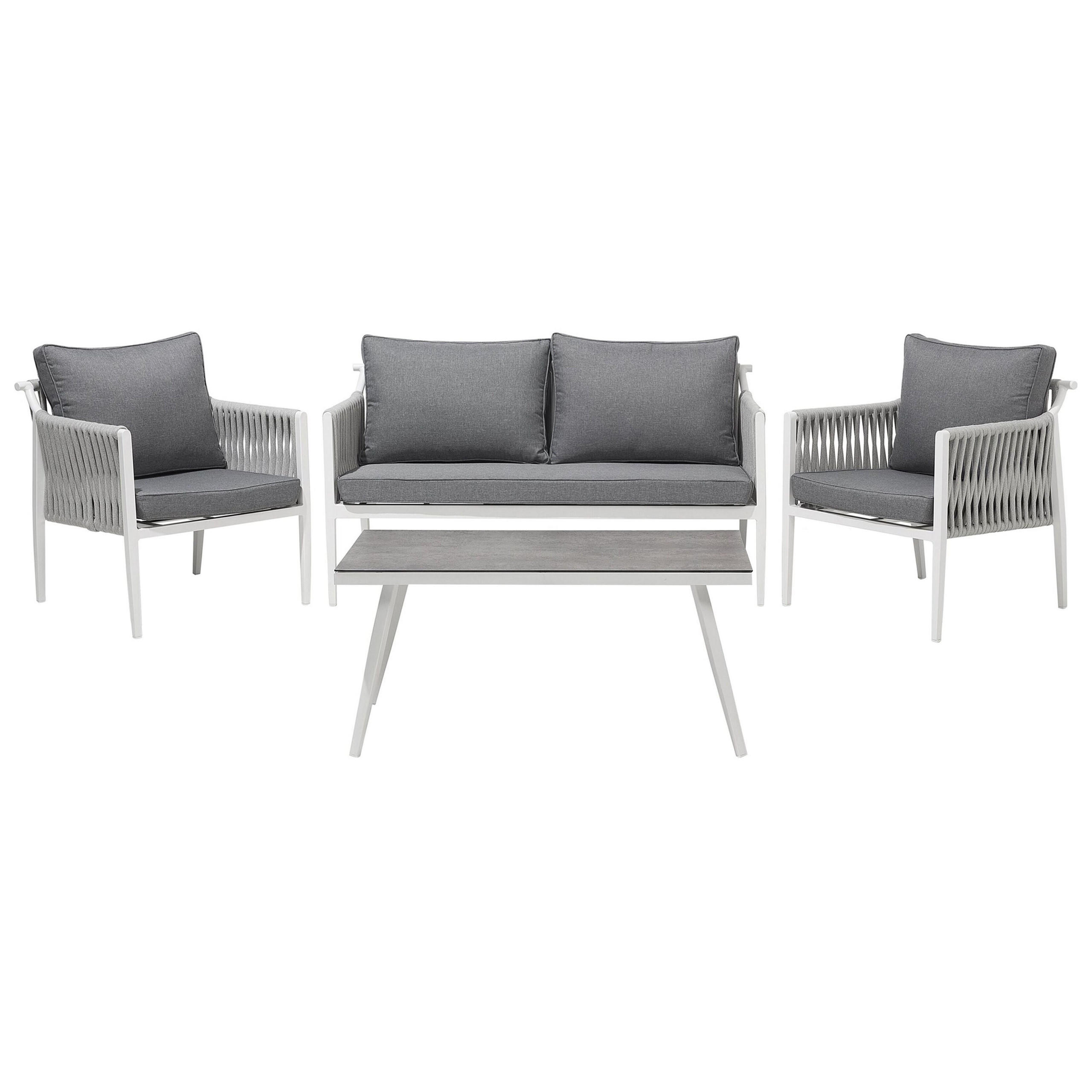 LOUNGE-SET 4-sitzer Aluminium Weiß Latina - Weiß, Metall - Beliani
