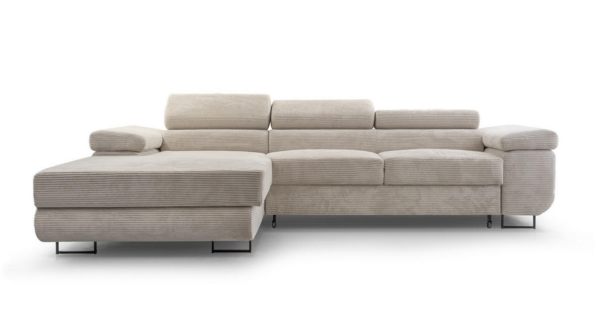 ECKSOFA NOLA Cappuccino L - Links Cord - Schwarz/Cappuccino, Textil/Metall (280/203cm) - Luxkor24