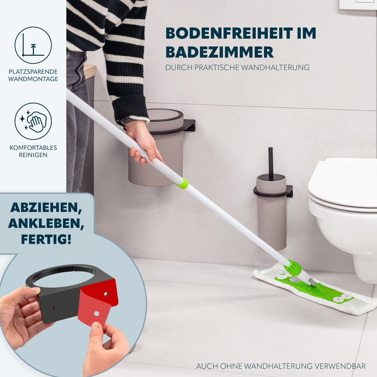 WC-GARNITUR 2-TLG. Bürste u. Eimer SAVONA Softtouch inkl. Wandhalterung, rund - taupe - Taupe, Kunststoff (19/24.5/19cm) - bremermann