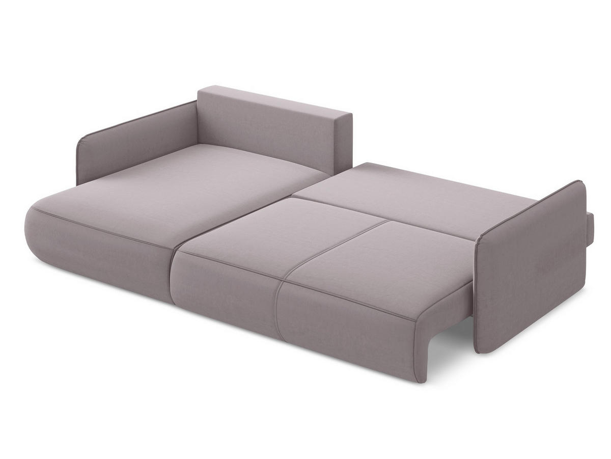 ECKSOFA mit Schlaffunktion Samt Stoff Violett - Lila/Flieder, Kunststoff/Textil (148/240cm) - Makamii