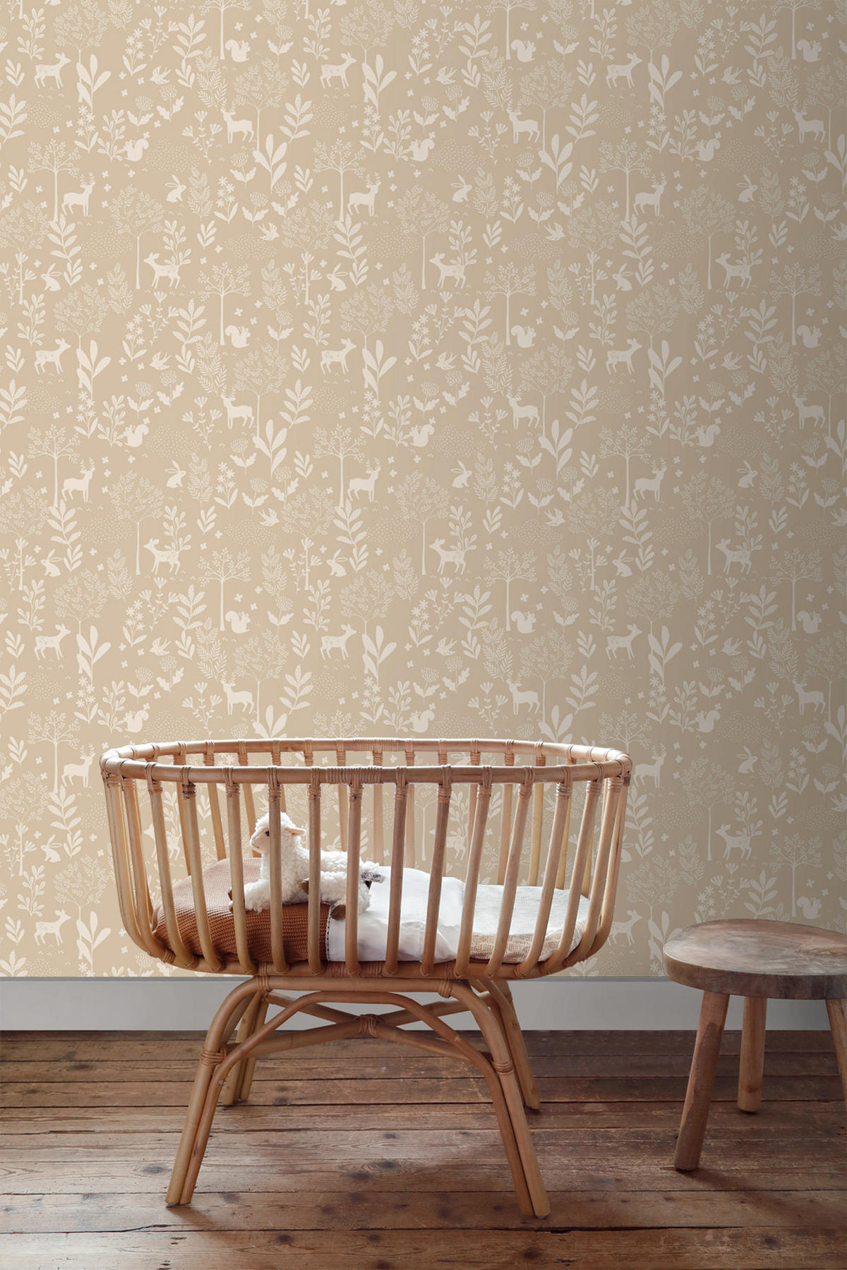 TAPETE Wald mit Waldtieren 53 cm x 10.05 m - Beige, Papier (53/0.1cm) - ESTAhome