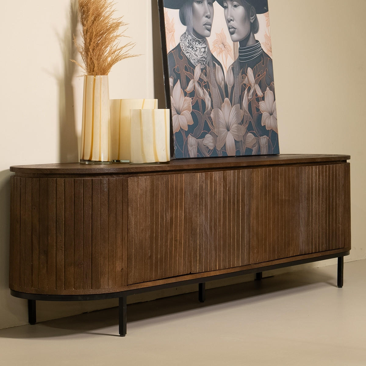 TV-MÖBEL aus Mangoholz 200cm, dunkelbraun - Dunkelbraun, Holz (200/57/45cm) - Giga Meubel