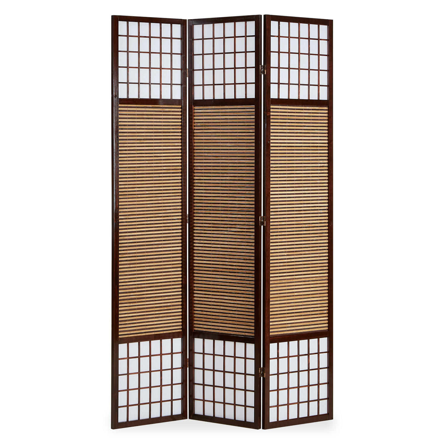 PARAVENT 3-tlg. 120/200 cm Braun Bambusstreben - Braun, Holz (120/200/2cm) - Homestyle4u