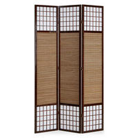 PARAVENT 3-tlg. 120/200 cm Braun Bambusstreben - Braun, Holz (120/200/2cm) - Homestyle4u