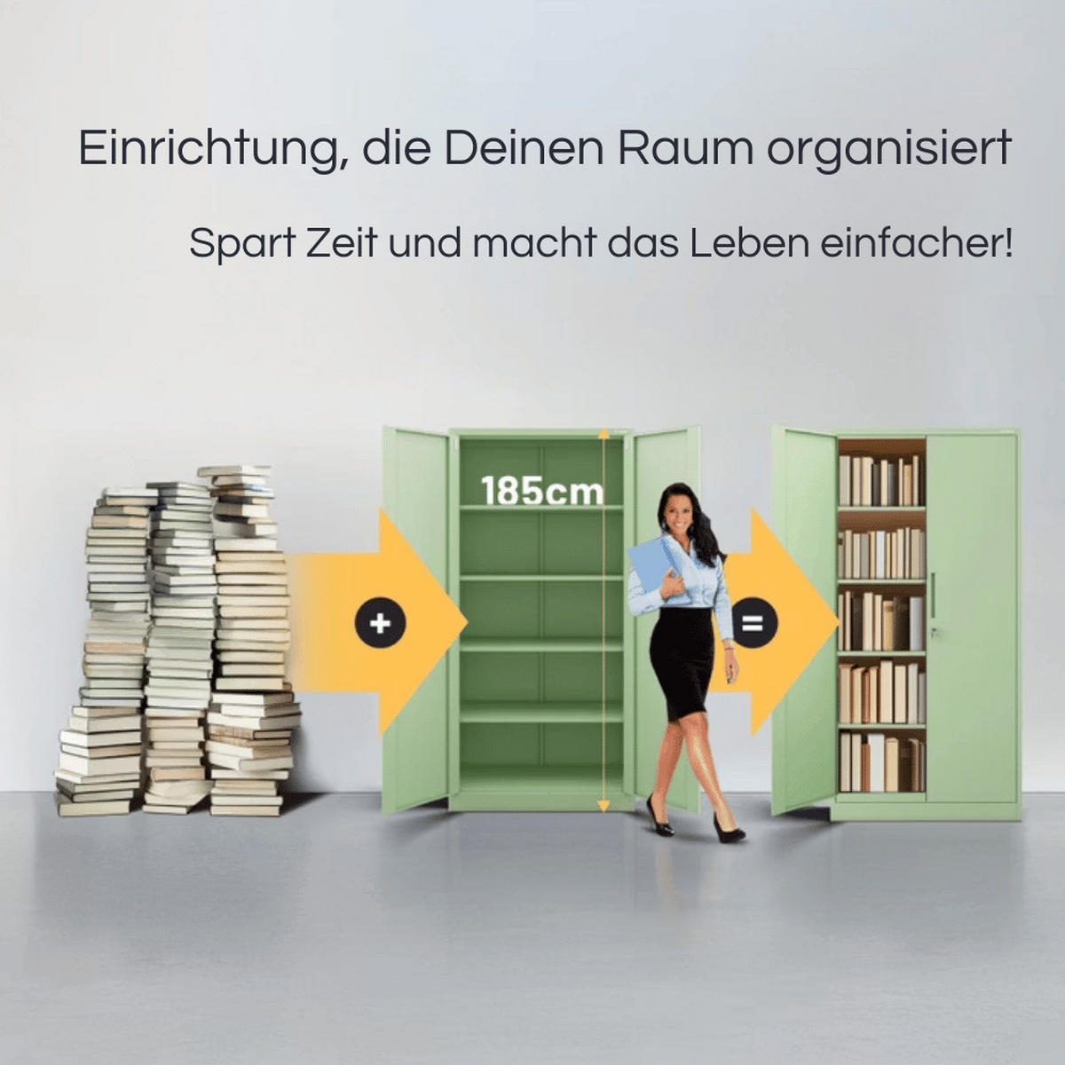 AKTENSCHRANK abschließbar KADO mit Flügeltüren 185x90x40cm Pastellgrün - Pastellgrün, Metall (90/185/40cm) - DELUKE