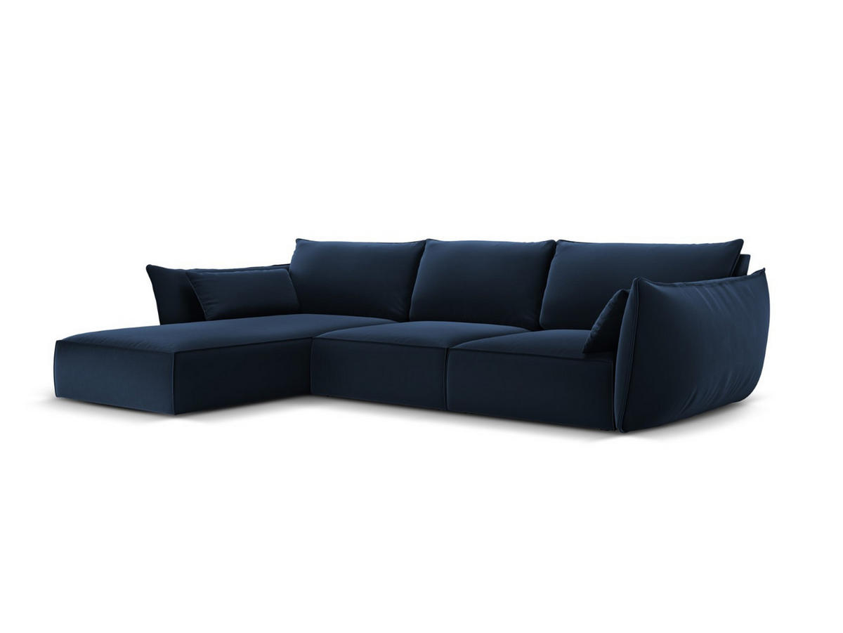 ECKSOFA links Kaelle aus Samt königsblau 4 Sitzplätze - Blau, Textil (171/308cm) - Micadoni