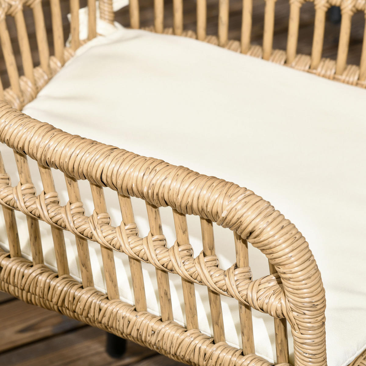 GARTENESSGRUPPE DE-13594 mit 6 Stühlen & Glastisch, PE-Rattan Natur - Naturfarben, Metall - ComfortXL