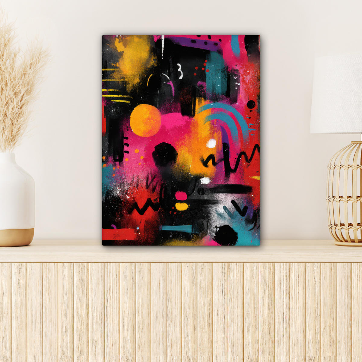 LEINWANDBILD Farbflächen - Formen - Bunt - Abstrakt Room Decor 30x40 cm - Pink, Textil (30/40cm) - MuchoWow