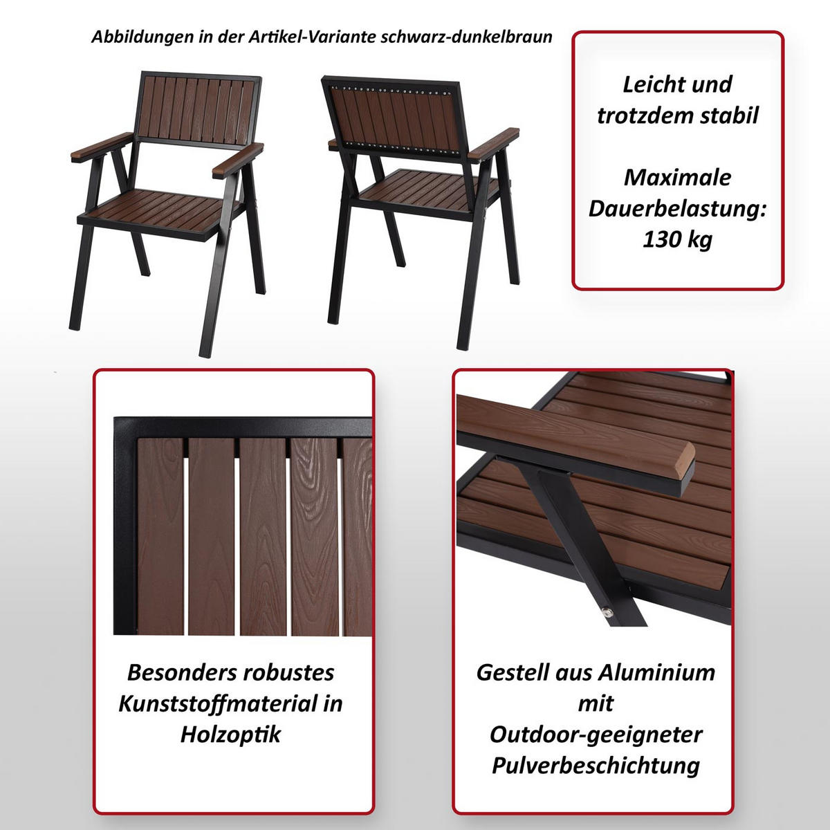 GARTENSTUHL Schwarz, Grau - Schwarz/Grau, Metall (57/87/53cm) - MCW