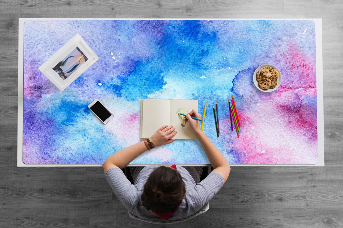 SCHREIBTISCHUNTERLAGE 120x60 cm Blau - Blau, Kunststoff (1.6/120/60cm) - ArtPrintCave