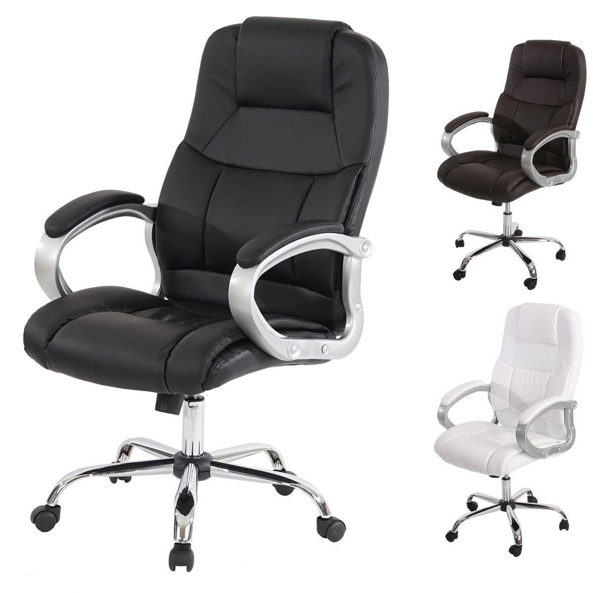 PROFI-BÜROSTUHL Housten XXL US-Version 115x66x75cm Sitzhöhe 49cm Kunstleder Schwarz 150kg belastbar - Schwarz, Kunststoff (66/115/75cm) - PROREGAL