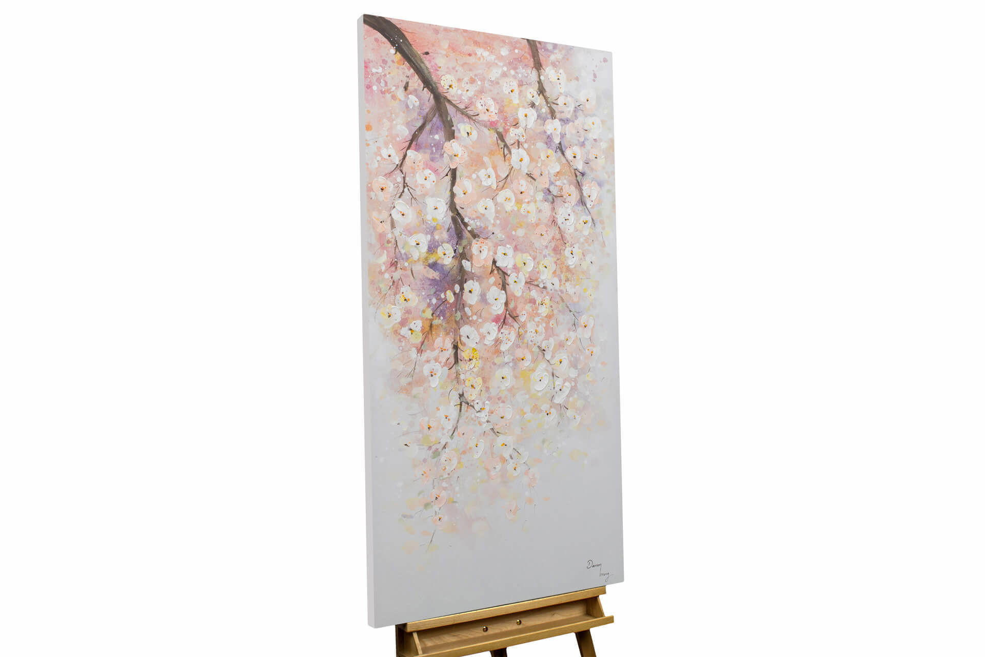 ACRYLBILD HANDGEMALT 60/120 cm - Pink/Weiß, Holz/Textil (1.74/120cm) - KUNSTLOFT