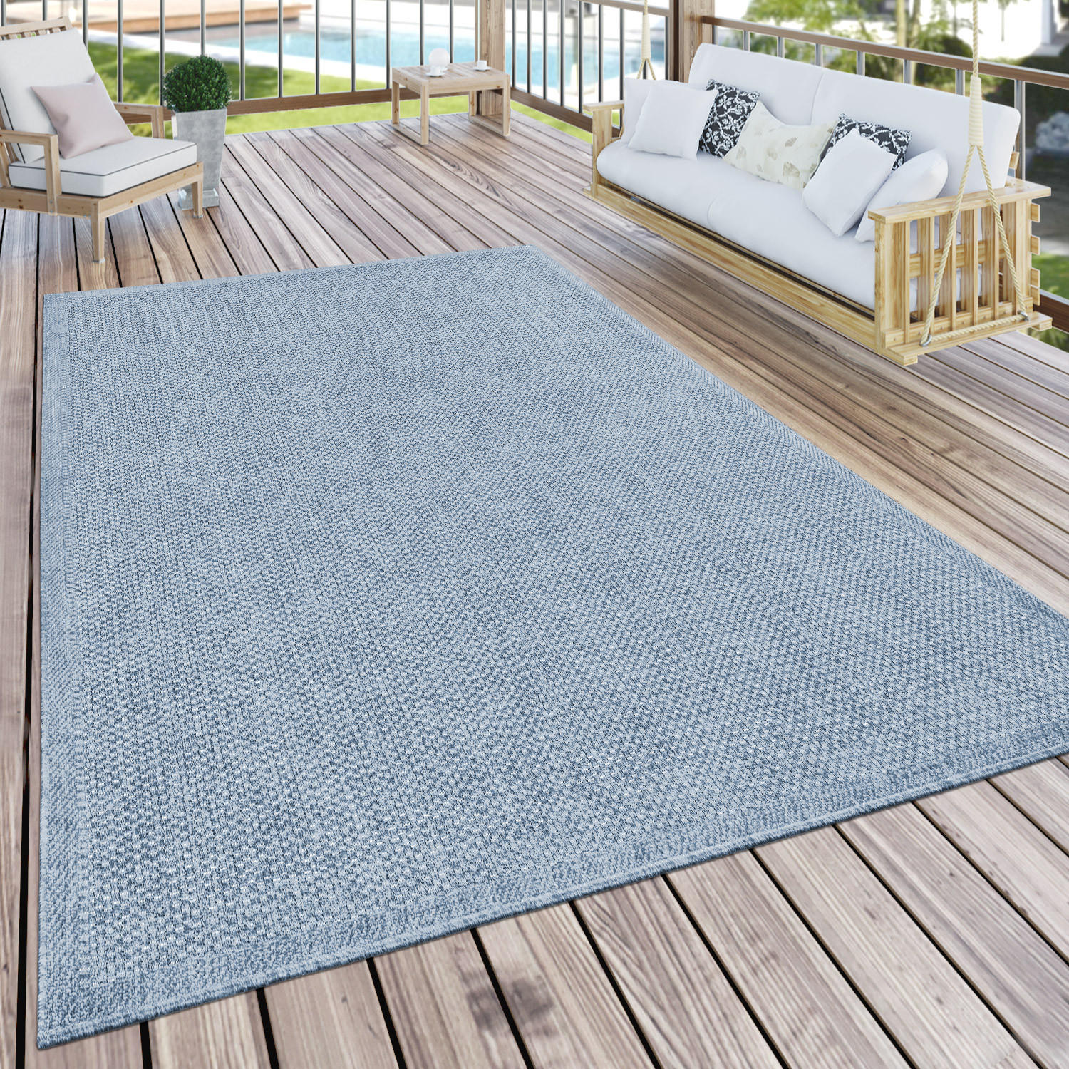 OUTDOORTEPPICH 60/100 cm Timber 125 - Hellblau, Textil (60/100cm) - Paco Home