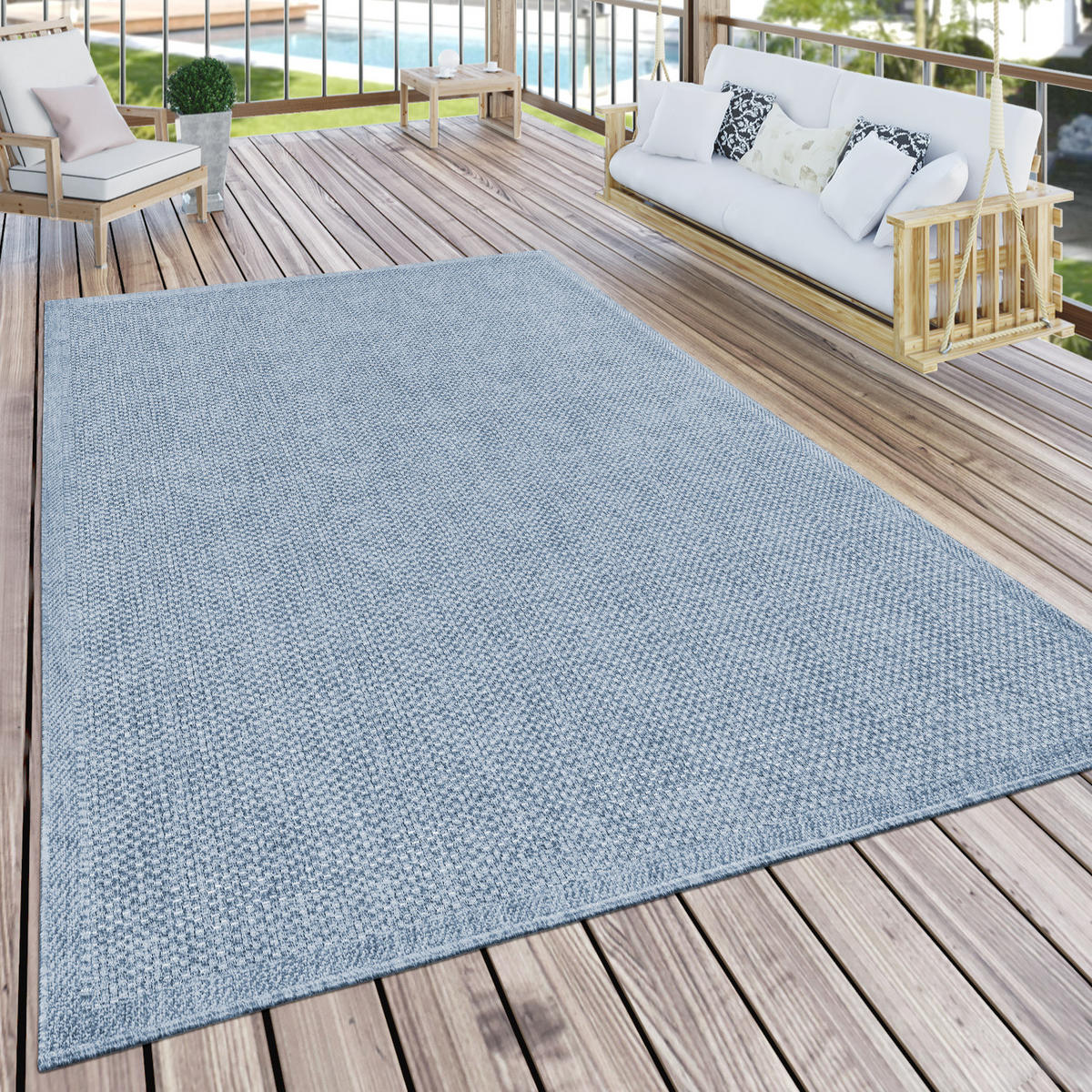 OUTDOORTEPPICH 60/100 cm Timber 125 - Hellblau, Textil (60/100cm) - Paco Home