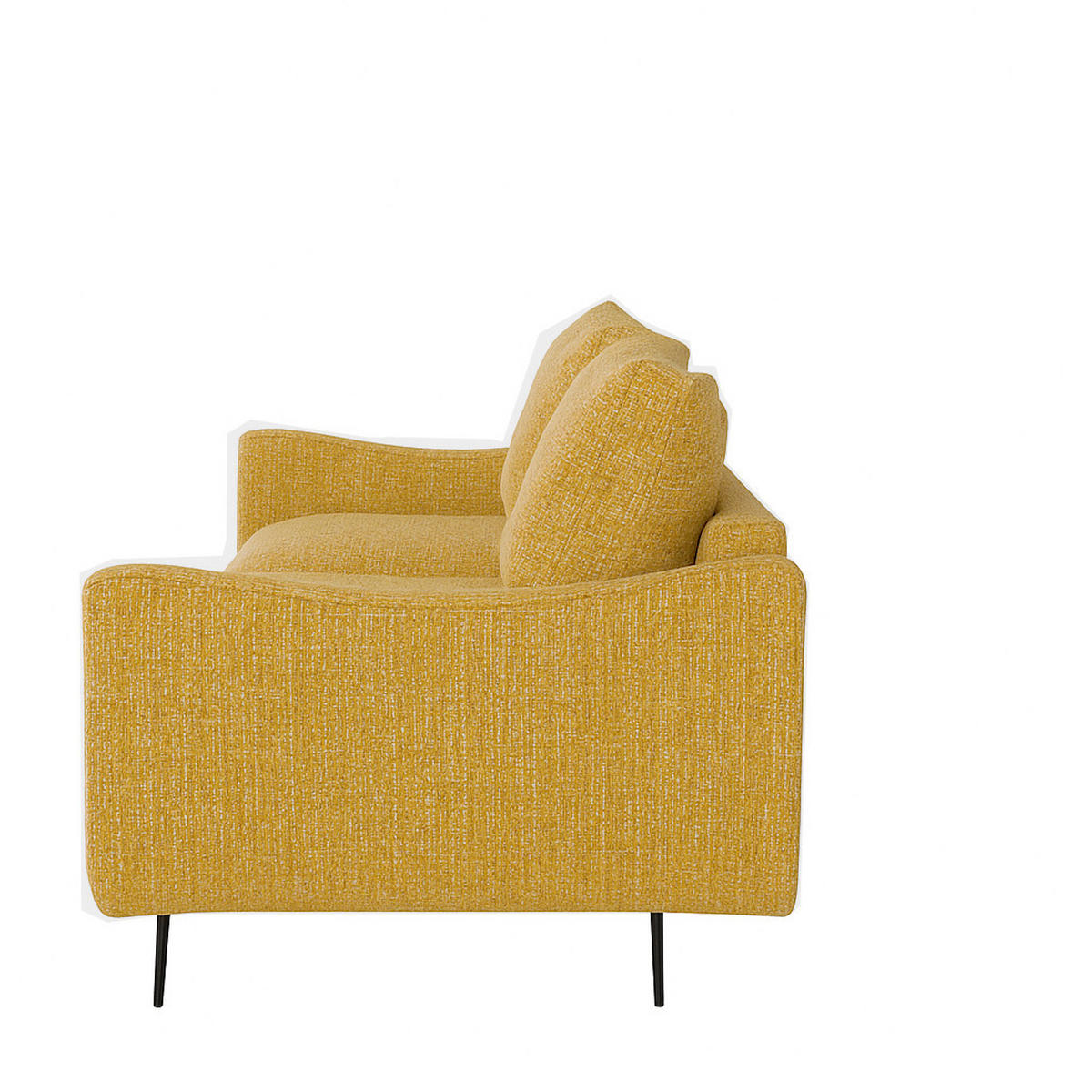 SOFA CLOUD mit schwarz Metallbeinen, Gelb - Gelb, Textil (235/98/107cm) - KS Home Concept