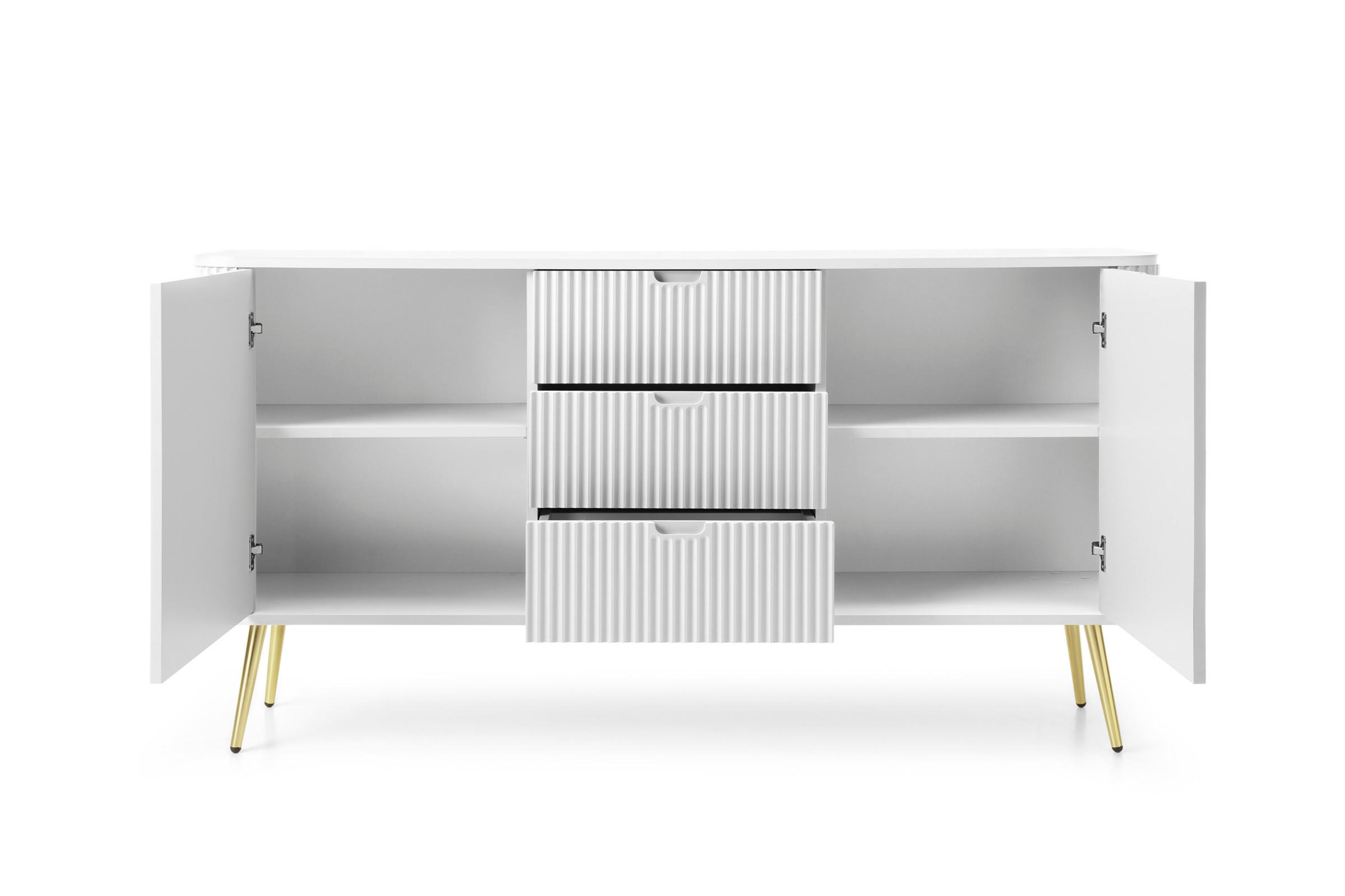 KOMMODE MODERNO 168/87/39 in Weiß/Gold - Goldfarben/Weiß, Holzwerkstoff (168/87/39cm) - Deine Möbel 24