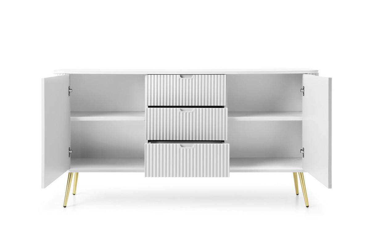 KOMMODE MODERNO 168/87/39 in Weiß/Gold - Goldfarben/Weiß, Holzwerkstoff (168/87/39cm) - Deine Möbel 24