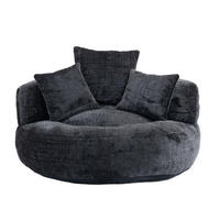 SITZSACK mit Armlehnen 108 x 108 x 52 cm Chenille Black - Schwarz, Kunststoff (108/52/108cm) - Beauniv