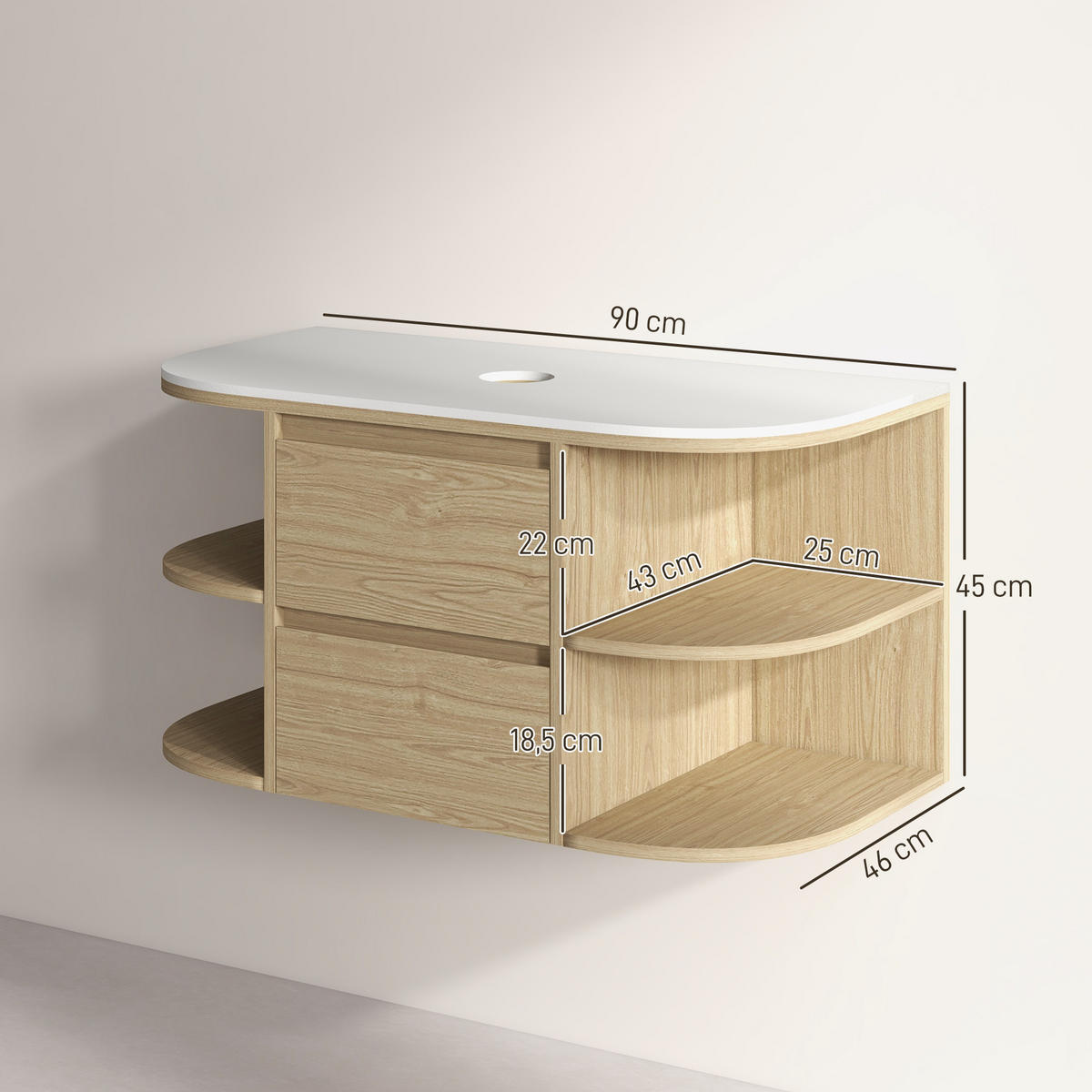 HÄNGESCHRANK Braun 1 Stück - Braun, Kunststoff (90/46/45cm) - GiPP