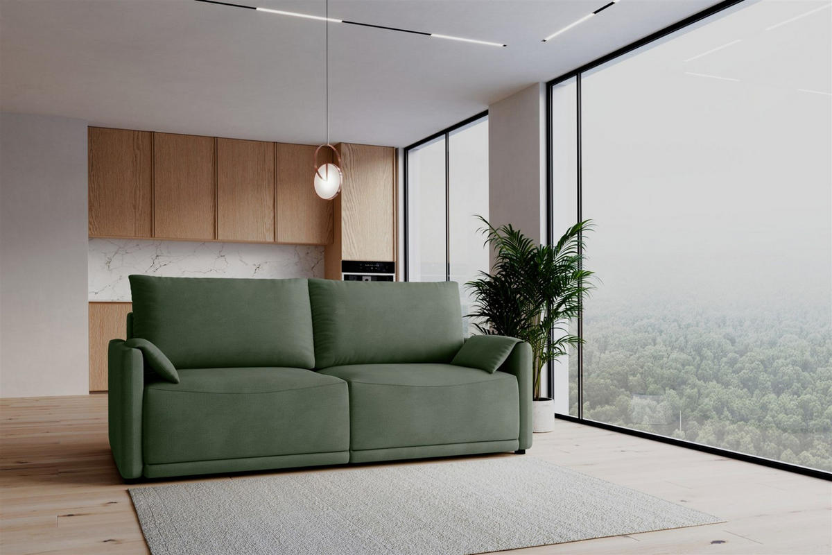 SCHLAFSOFA Mirena - Grün, Holzwerkstoff/Textil (215/100/112cm) - Fun Möbel