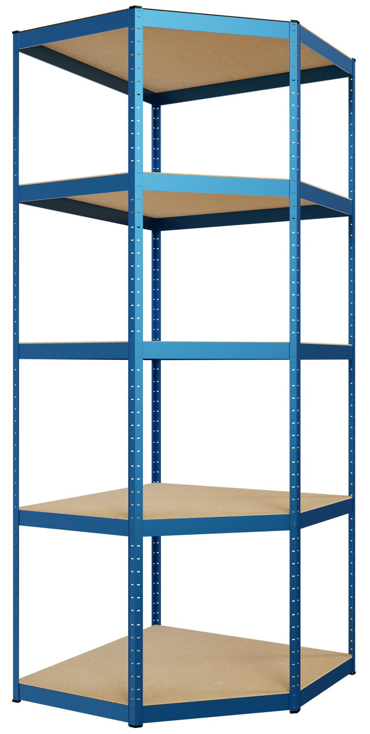 REGALSYSTEM 2 Lagerregal mit 1 Eckregal Metall blau - Blau, Metall (160/180/160cm) - CLP