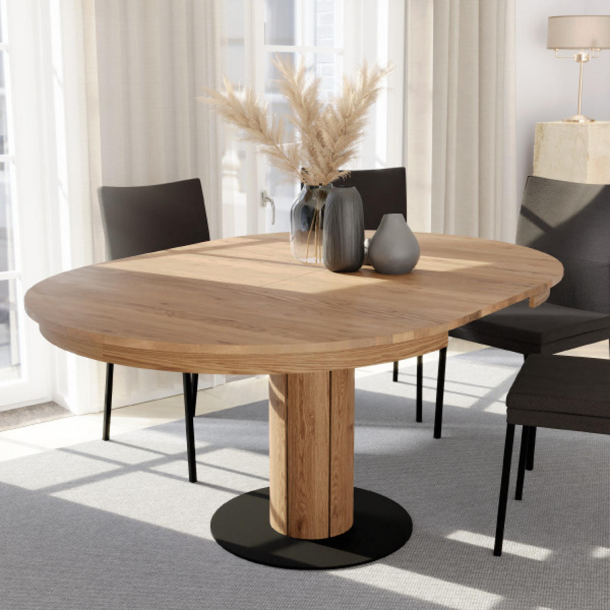 ESSTISCH Elin, Natur Massiveiche, matt lackiert - Beige, Holz (110/110/76cm) - WOODEK