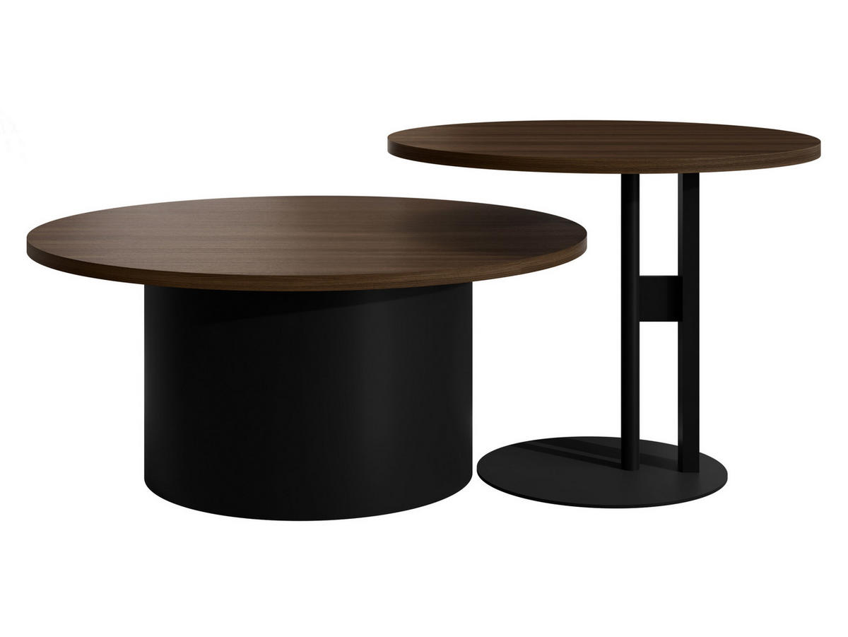 COUCHTISCH-SET Monar - Nussbaumfarben/Schwarz, Holzwerkstoff/Metall (58/58/45cm) - MIRJAN24