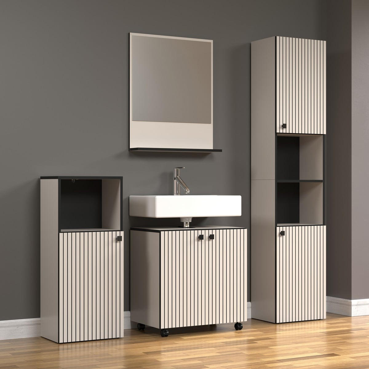 WASCHBECKENUNTERSCHRANK PureBliss Hellgrau - Hellgrau, Holzwerkstoff (60/64/42cm) - Trendteam