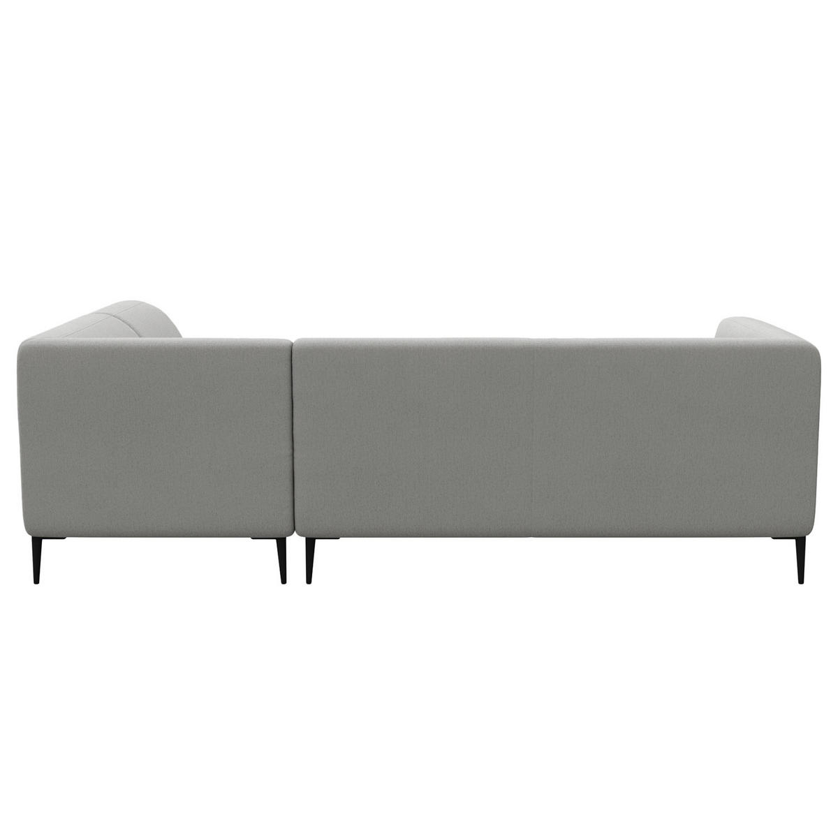 2,5-SITZER ECKSOFA mit Ottomane - Hellgrau/Schwarz, Textil/Metall (252/205cm) - home24