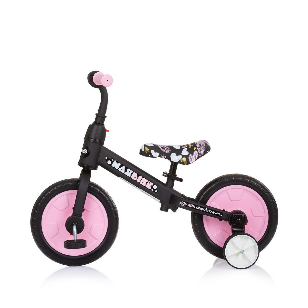 LAUFRAD Max Bike 2 in 1 pink 10 Zoll Räder, Pedale, Stützräder - Pink, Metall (70/38/60cm) - Chipolino