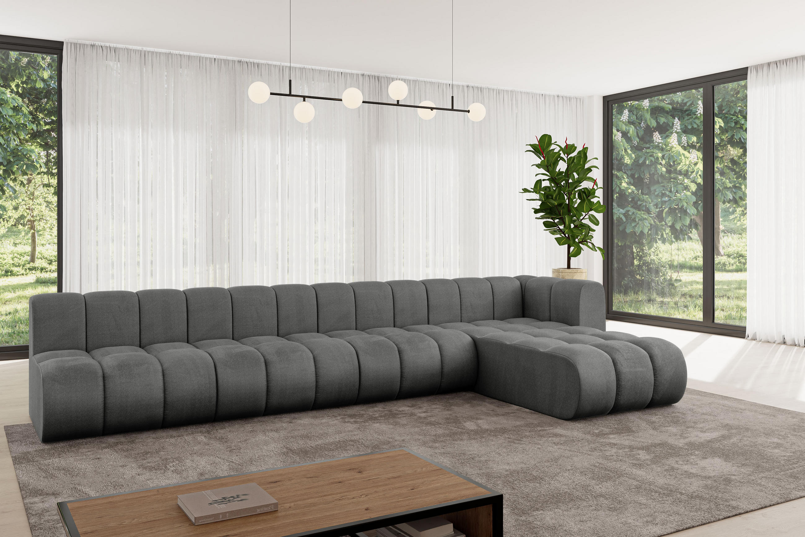 Thumbnail - Altdecor Ecksofa, Dunkelgrau, Textil, 6-Sitzer, 387x177 cm, Wohnzimmer, Sofas & Couches, Wohnlandschaften, Ecksofas