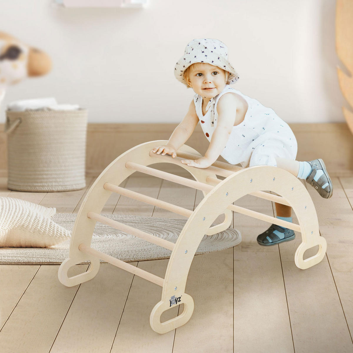 KINDER-KLETTERGERÜST - Braun, Holz (52/45.5/89cm) - Joyz