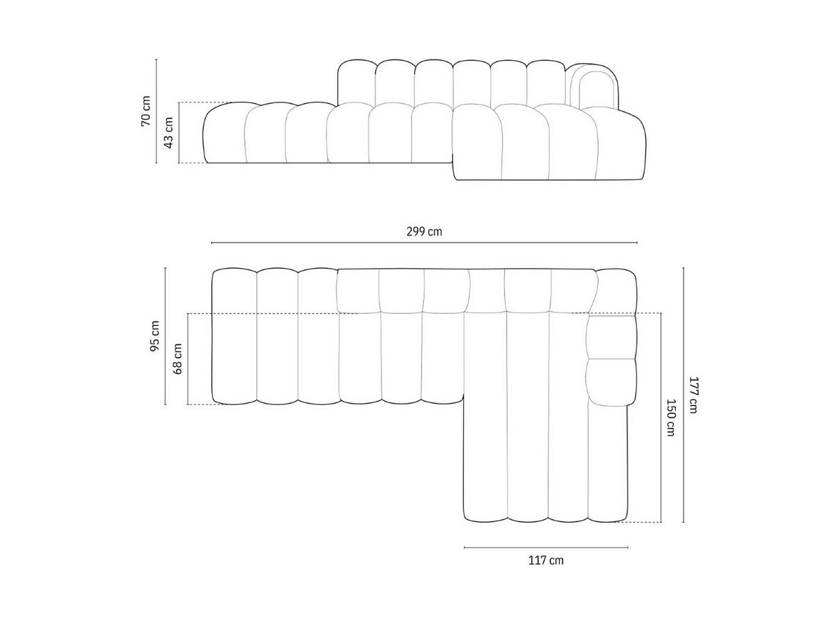 ECKSOFA modular rechts Lupine aus Samt beige 5 Sitzplätze - Beige, Textil (177/299cm) - Micadoni