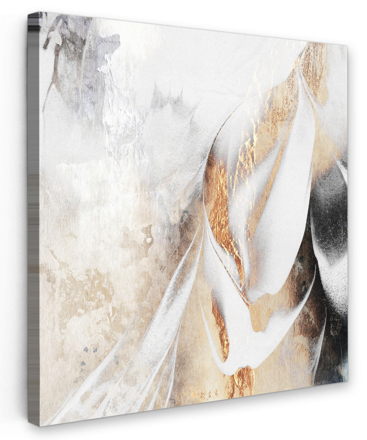 LEINWANDBILD Luxus - Abstrakt - Gold - Weiß 20x20 cm - Goldfarben, Textil (20/20cm) - MuchoWow