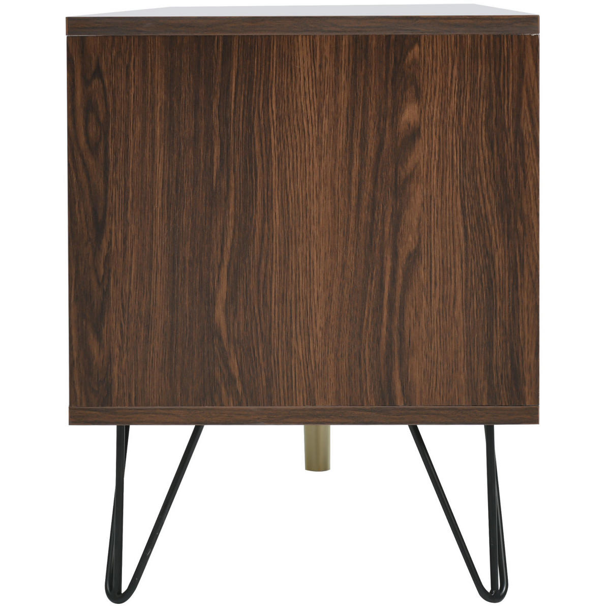 TV-LOWBOARD mit 2 Türen, Fächern, Holzfurnier, Goldgriffen und Eisenfüßen - Weiß, Holz (120/63/30cm) - PARAFTA HOME