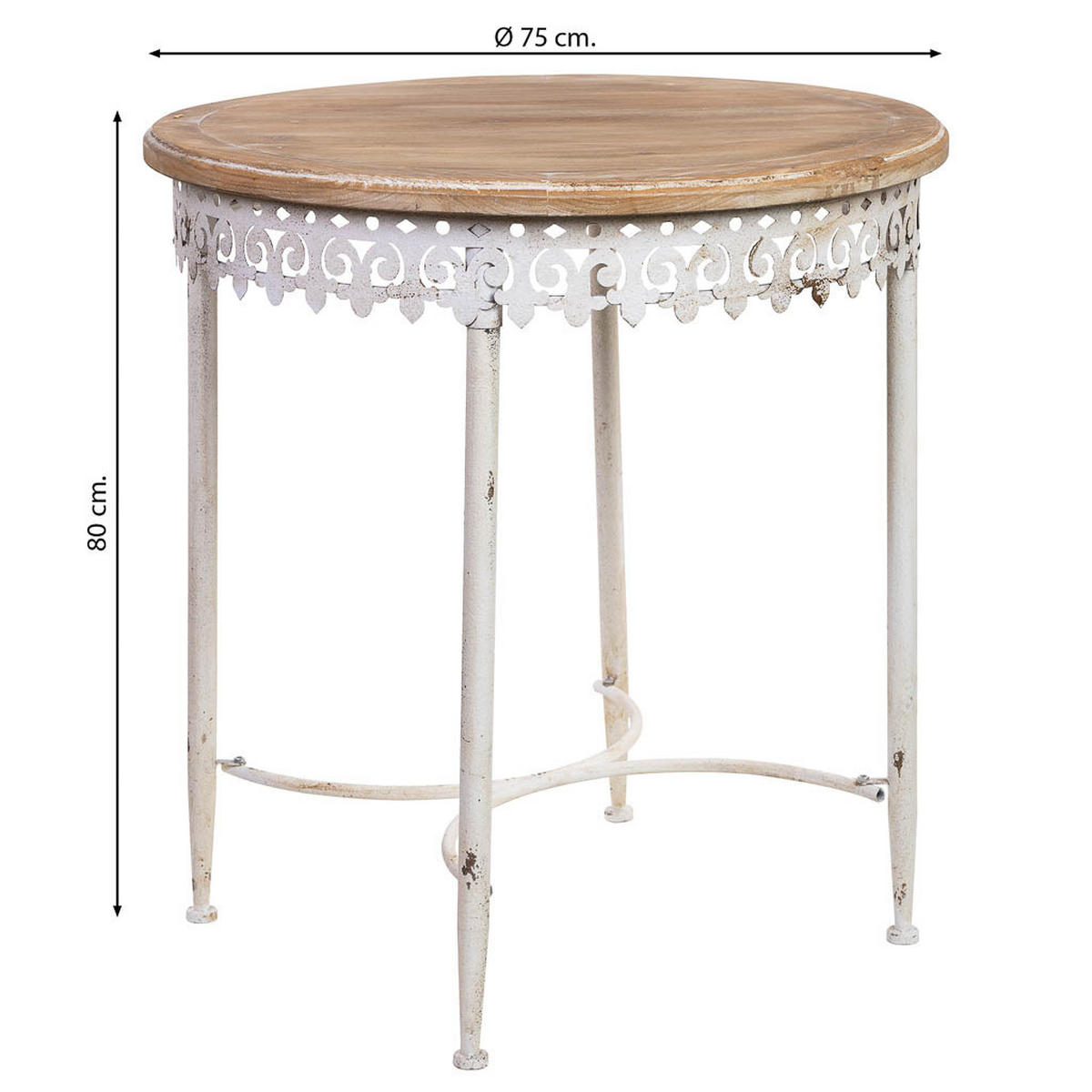 BEISTELLTISCH aus Metall und Holz, 75x80cm - Weiß, Holz (75/75/80cm) - Wanderlust