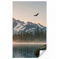 TAPETE - Berge - Wasser - Bäume - 120x200 cm - Multicolor, Papier (120/200cm) - OnlyWow