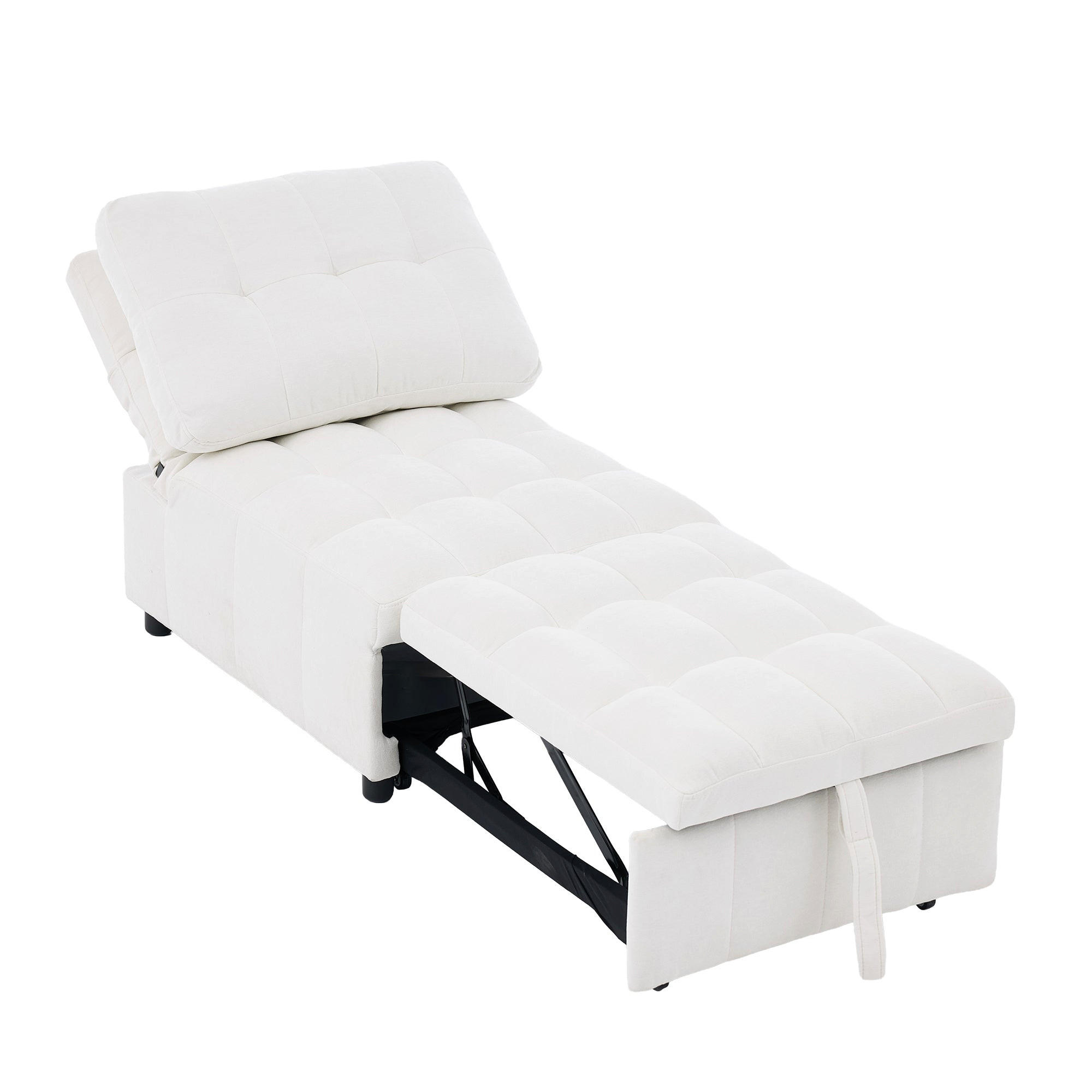 SCHLAFSESSEL aus Stoff, Verstellbare Rückenlehne, Weiß - Weiß, Textil (95/76/68cm) - Urban Meuble