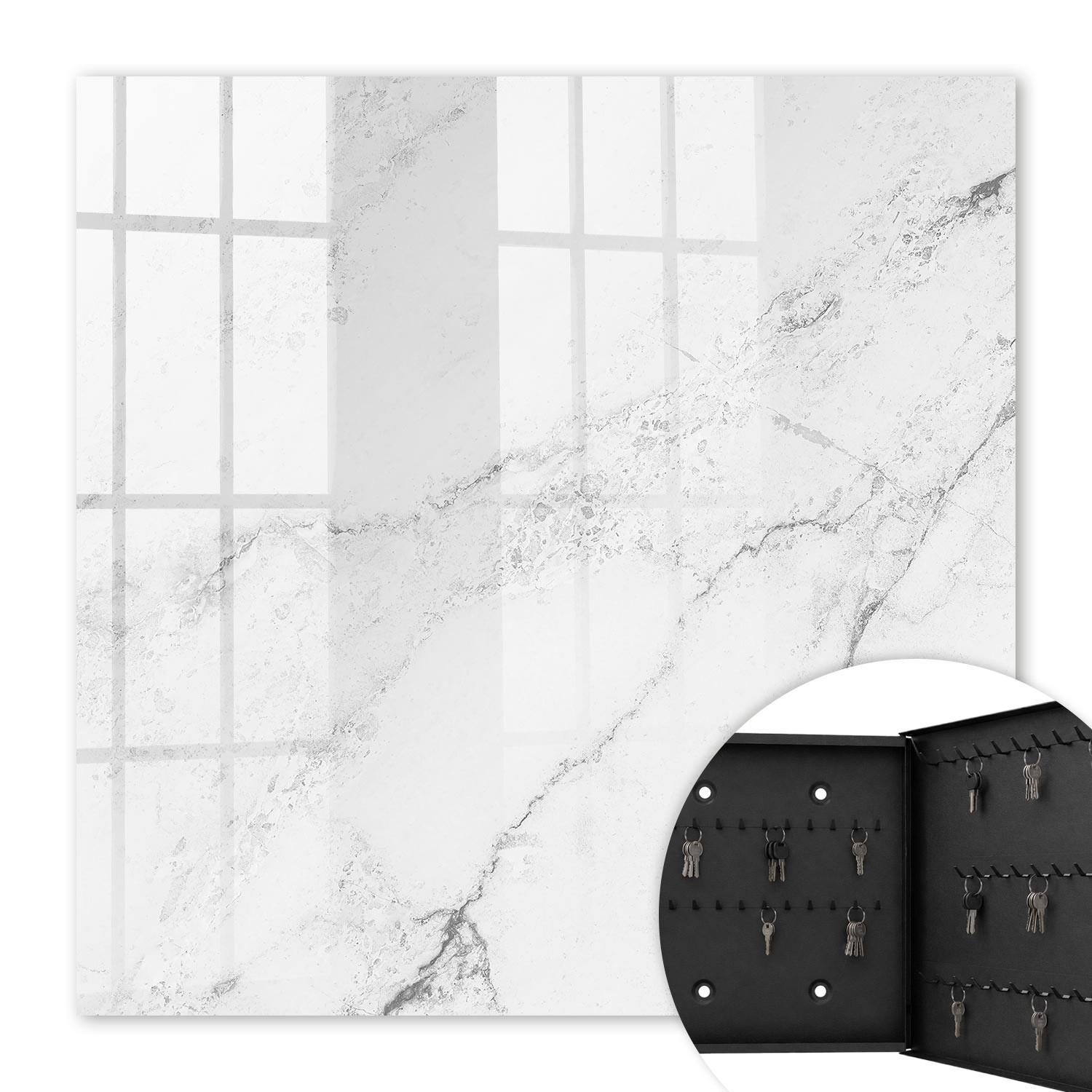 SCHLÜSSELBOX Schwarz 30x30 cm- Türöffnung nach rechts - Graue Eleganz - Grau, Metall (30/30/5cm) - TULUP